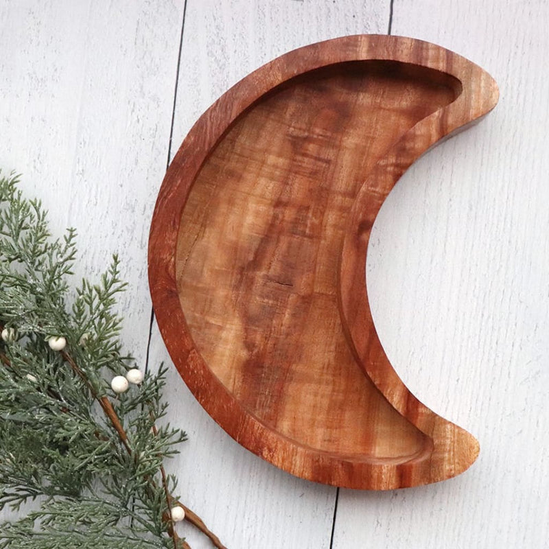 Luna Wooden Moon Tray - Natural Wood - Trays