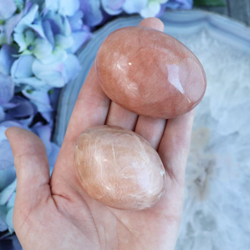 Peach Moonstone Palmstone - XL - Palmstones