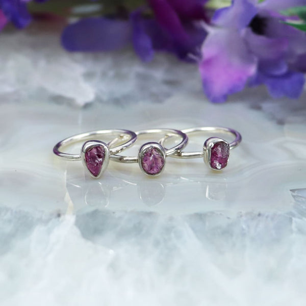Raw Rhodolite (Purple) Garnet Ring - Size 4 - Rings