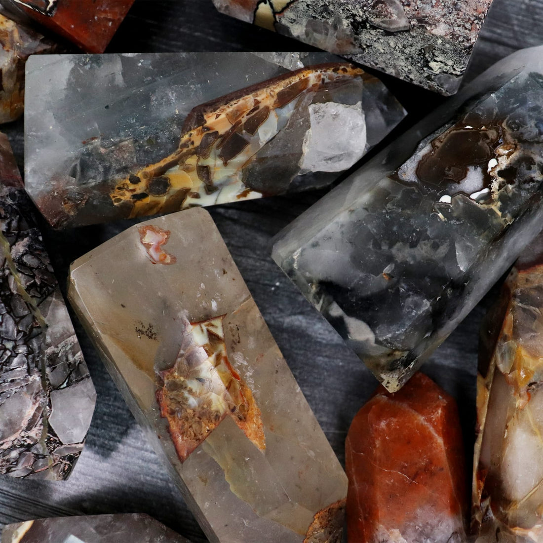 Mosaic Chalcedony Quartz Healing Crystal, Opal, Graphite,Sage Crystals