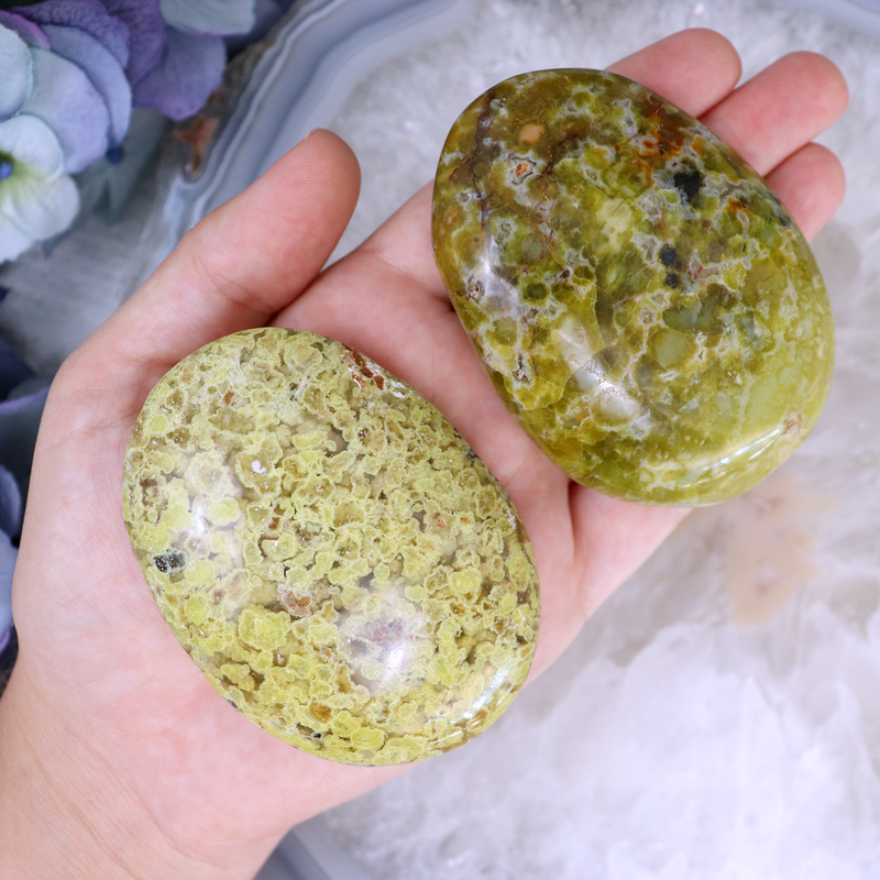 Green Opal Palmstone - Medium | Sage Crystals