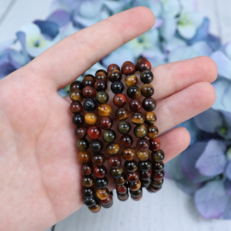 Tri-Colored Tiger's Eye Beaded Bracelet | Sage Crystals