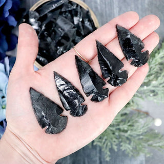 black Mexican obsidian arrowhead carvings