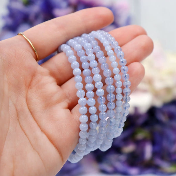 Blue Lace Agate Beaded Bracelet - Bracelets