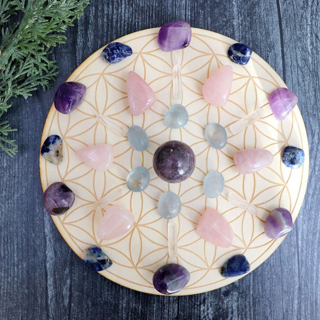 Chakra Flower of Life Crystal Gridding Boards