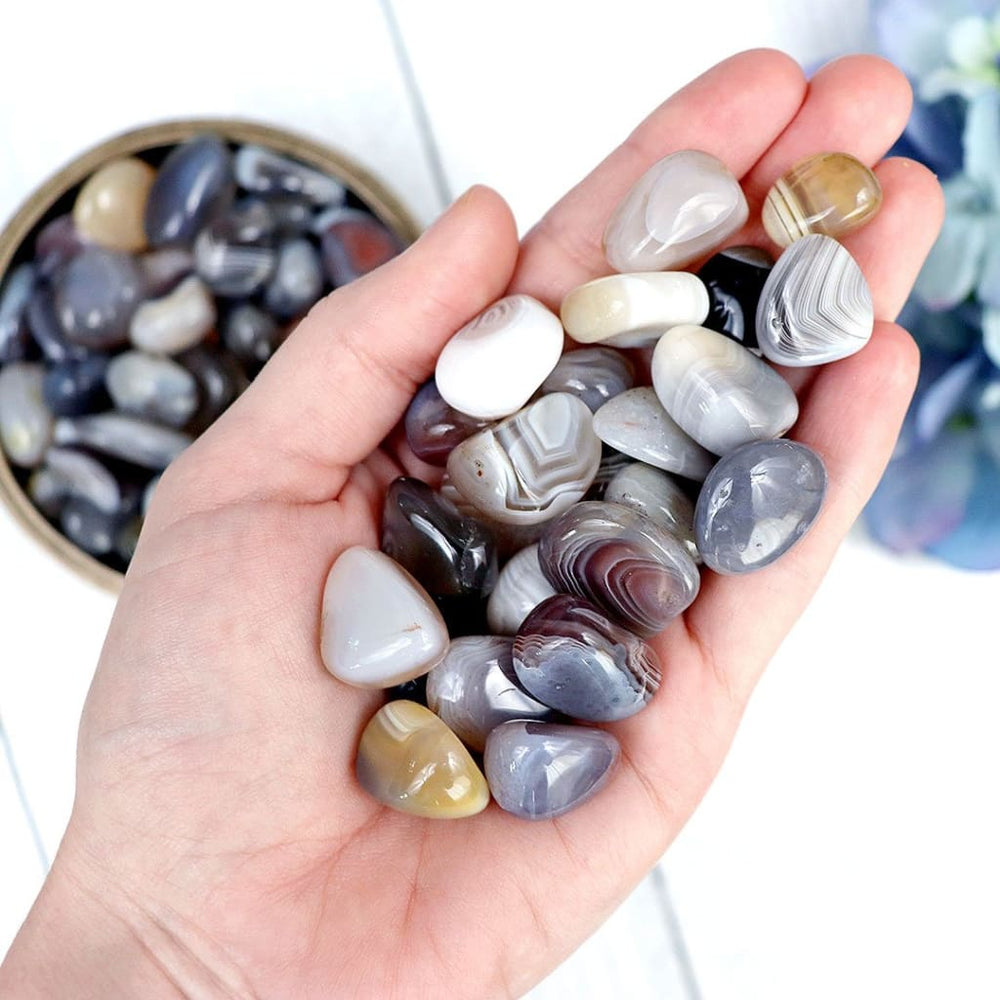 Crystals Grey Botswana Agate Tumble Crystals Grey – Sage Crystals