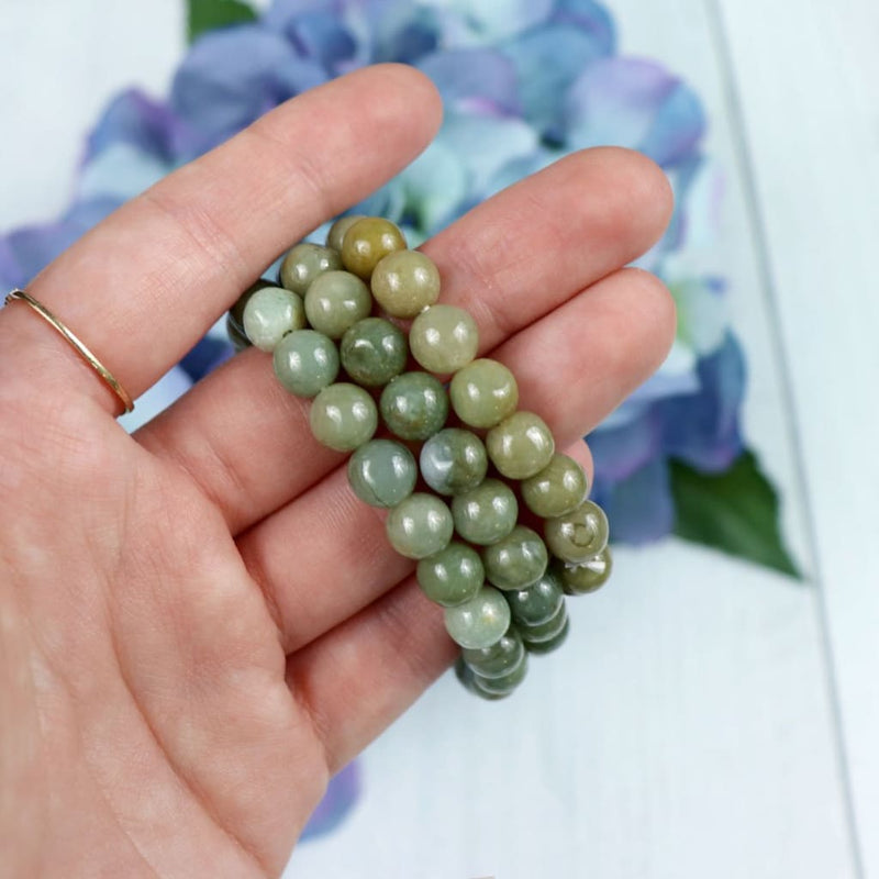 Jade Beaded Bracelet - Olive - 7mm - Bracelets