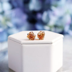 Raw Citrine Gemstone Prong Earrings