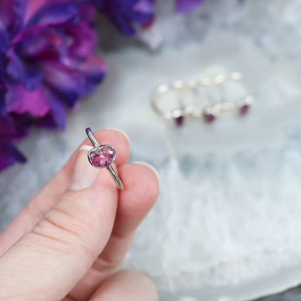 Raw Rhodolite (Purple) Garnet Ring - Rings