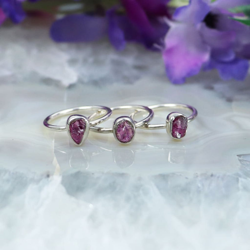 Raw Rhodolite (Purple) Garnet Ring - Size 4 - Rings