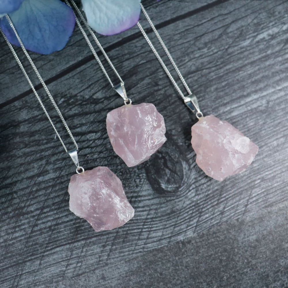 Raw Rose Quartz Necklace