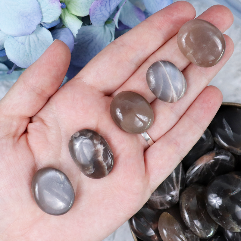 Black Moonstone Button Small | Sage Crystals