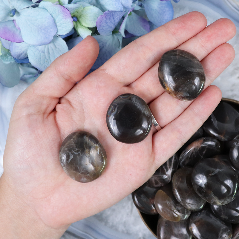 Black Moonstone Button Large | Sage Crystals