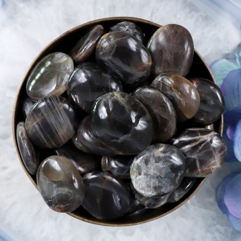 Black Moonstone Button | Sage Crystals