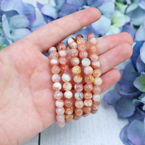 Flower Agate Beaded Bracelet | Sage Crystals