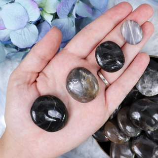 Black Moonstone Button | Sage Crystals