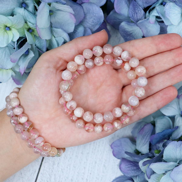 Flower Agate Beaded Bracelet | Sage Crystals