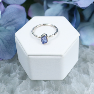 Raw Tanzanite Sterling Silver Ring - Bezel Setting
