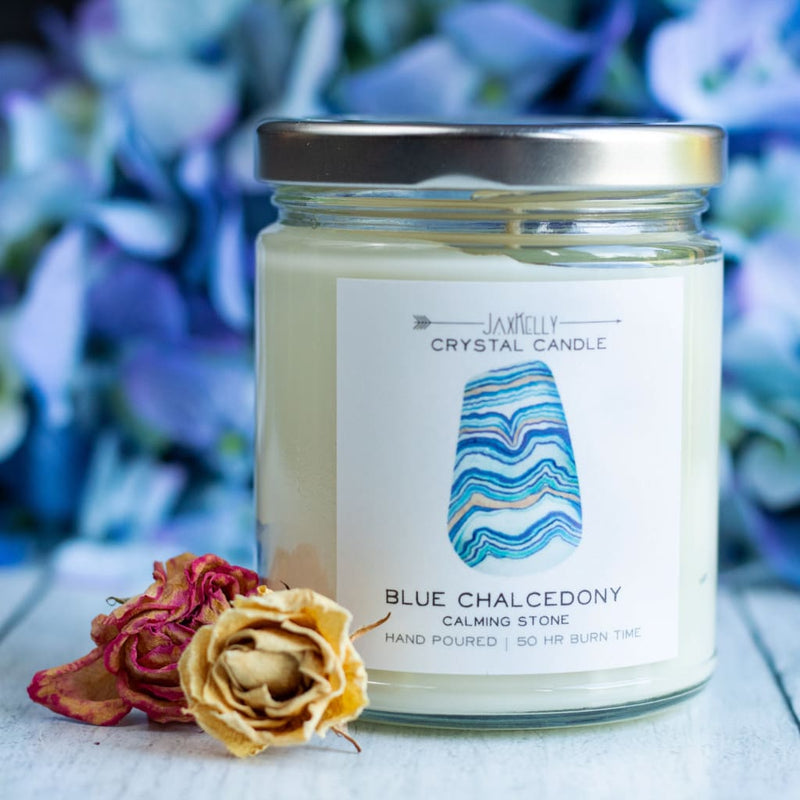Blue Chalcedony Crystal Candle - Candles