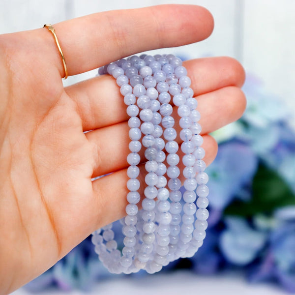 Blue Lace Agate Beaded Bracelet - Bracelets