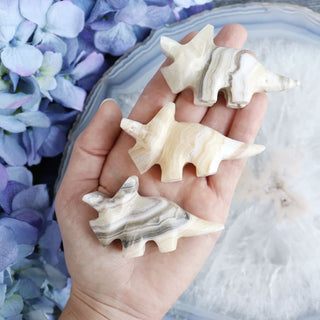 Calcite + Mexican Onyx Triceratops Dinosaur - Carvings