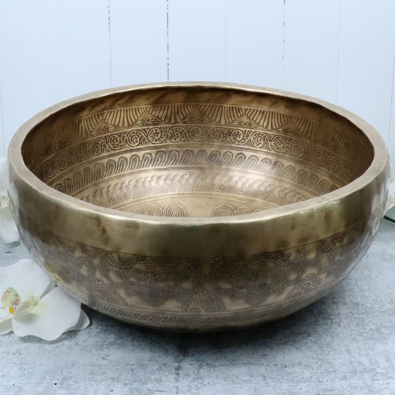 Hand-Etched Lingham Bowl with Red Mallet - Singing Bowls