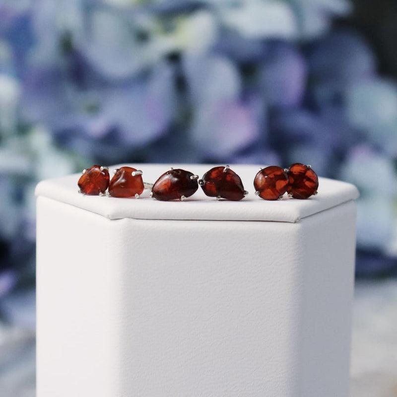 Natural Amber Gemstone Prong Earrings