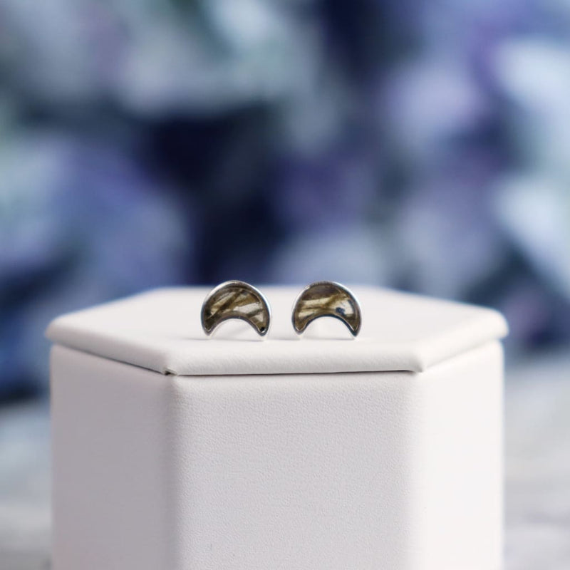 Polished Labradorite Moon Earrings