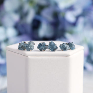 Raw Aquamarine Gemstone Prong Earrings