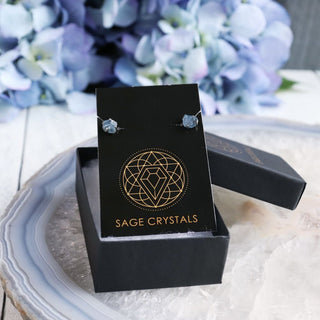 Raw Aquamarine Gemstone Prong Earrings