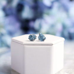 Raw Aquamarine Gemstone Prong Earrings