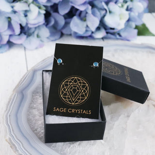 Raw Blue Apatite Gemstone Bezel Earrings