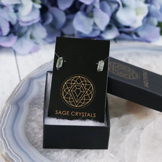 Raw Green Tourmaline Gemstone Bezel Earrings