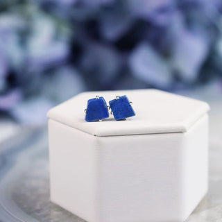 Raw Lapis Lazuli Gemstone Prong Earrings