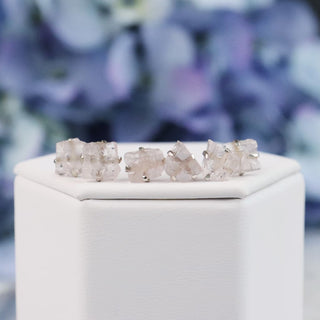 Raw Morganite Gemstone Prong Earrings