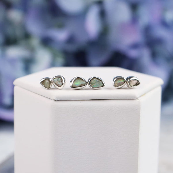 Raw Opal Gemstone Bezel Earrings