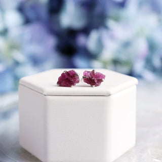 Raw Pink Tourmaline Gemstone Prong Earrings