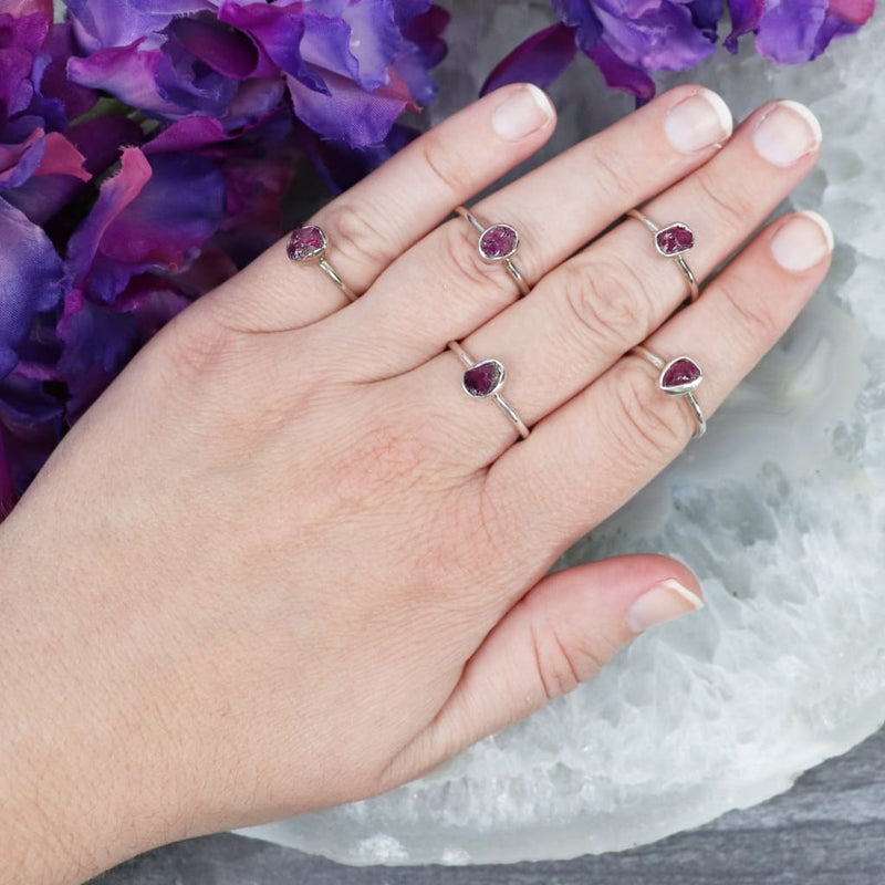 Raw Rhodolite (Purple) Garnet Ring - Rings