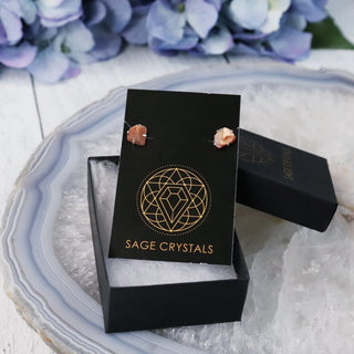 Raw Sunstone Gemstone Prong Earrings