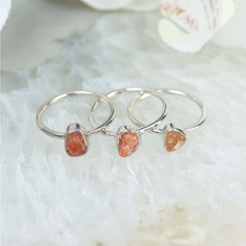 Raw Sunstone Ring - Size 4 - Rings