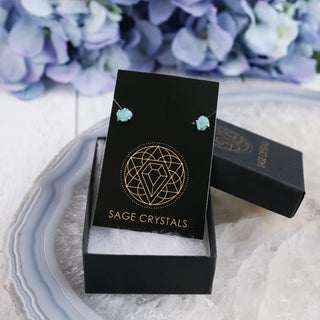 Raw Turquoise Gemstone Prong Earrings