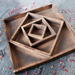 Selena Wooden Geometric Tray - Trays
